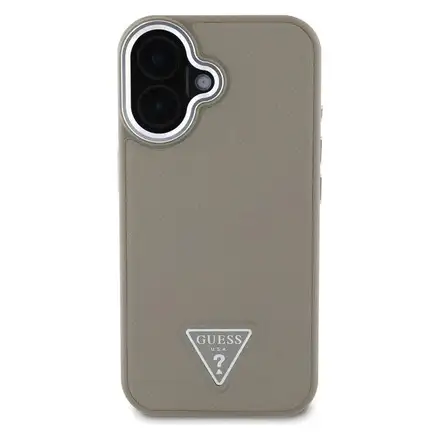 Guess PU Grained Triangle Logo MagSafe kryt iPhone 16 hnědý