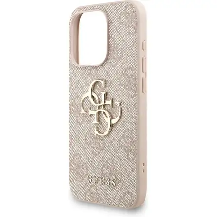 Guess PU 4G Metal Logo Strap kryt iPhone 15 Pro Max růžový