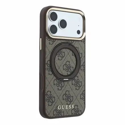 Guess PU 4G Ring Stand MagSafe kryt iPhone 18 Pro Max hnědý