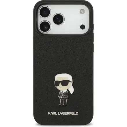 Karl Lagerfeld Fixed Glitter Metal Ikonik kryt iPhone 17 Pro Max černý