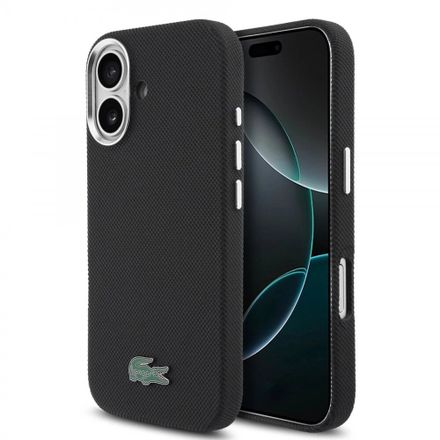 Lacoste PVC Iconic Petit Pique Metal Logo MagSafe kryt iPhone 16 černý