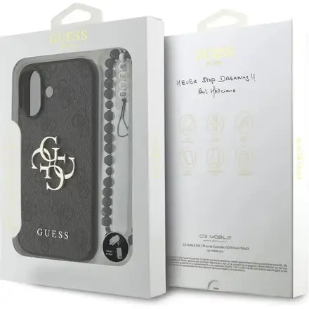 Guess PU 4G Metal Logo Strap kryt iPhone 17 černý