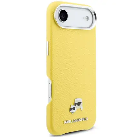 Karl Lagerfeld PU Karl and Choupette Heads Pins MagSafe kryt iPhone Air žlutý