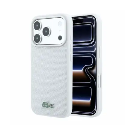 Lacoste PVC Iconic Petit Pique Metal MagSafe kryt iPhone 18 Pro šedý