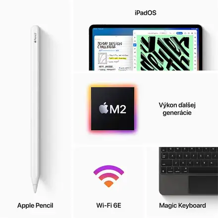 iPad Pro 12.9" Wi-Fi 128GB Vesmírně šedý (2022) *Třída A*