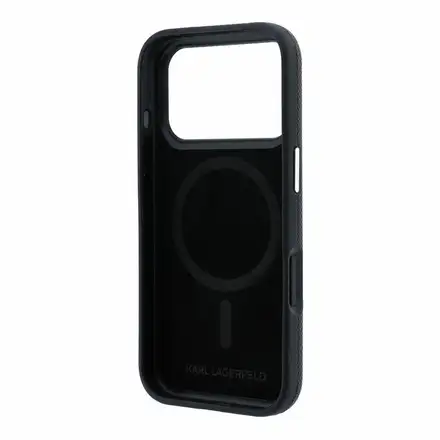 Karl Lagerfeld PU Grained Semi Wrap K&CH Heads Magsafe kryt iPhone 18 Pro Max černý