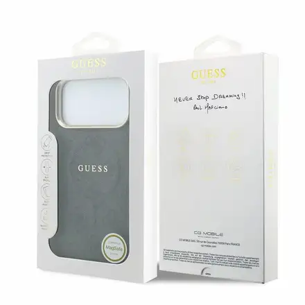 Guess PU Leather 4G Gold Frame Embossed MagSafe kryt iPhone 18 Pro černý