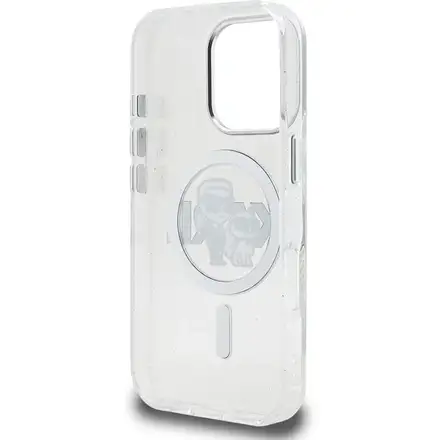 Karl Lagerfeld IML Glitter Karl and Choupette Sketch MagSafe kryt iPhone 16 Pro průhledná