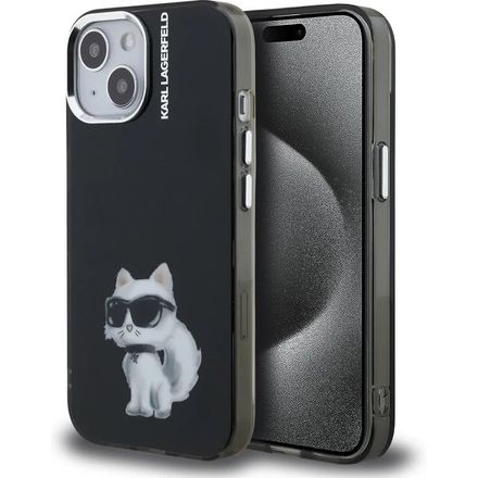 Karl Lagerfeld IML Aquarelle Choupette kryt iPhone 15 černý