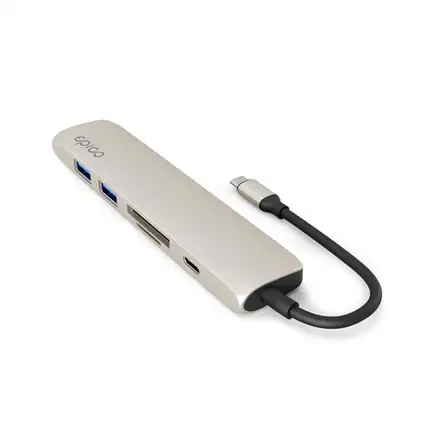 iStores by Epico 6in1 Hliníkový Hub 8K s USB-C konektorem - Hvězdně bílá