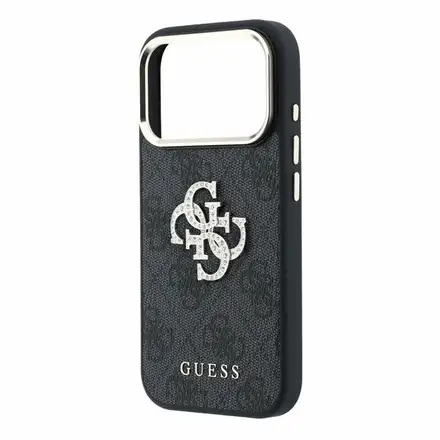 Guess PU 4G Strass Metal Logo kryt iPhone 18 Pro černý