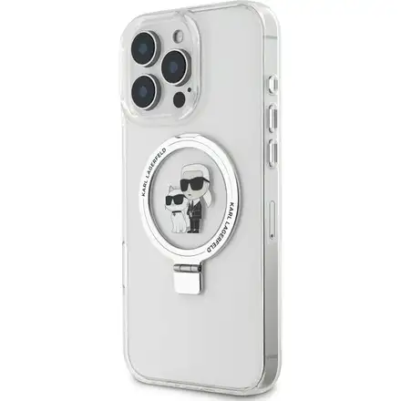 Karl Lagerfeld Ringstand Karl and Choupette MagSafe kryt iPhone 16 Pro Max bílý