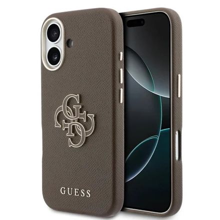 Guess PU Resin Logo kryt iPhone 17 hnědý