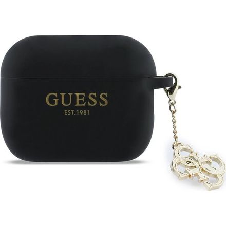 Guess 4G Charm Silikonové Pouzdro pro AirPods 3 Pro černé