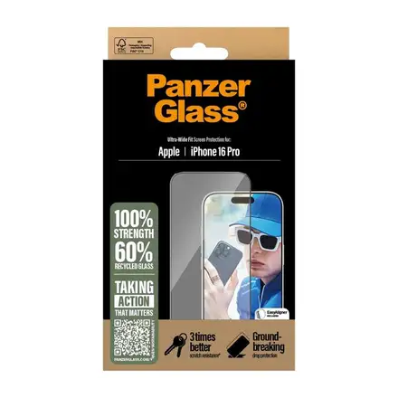 PanzerGlass ochranné sklo UWF pro iPhone 16 Pro-Black Frame