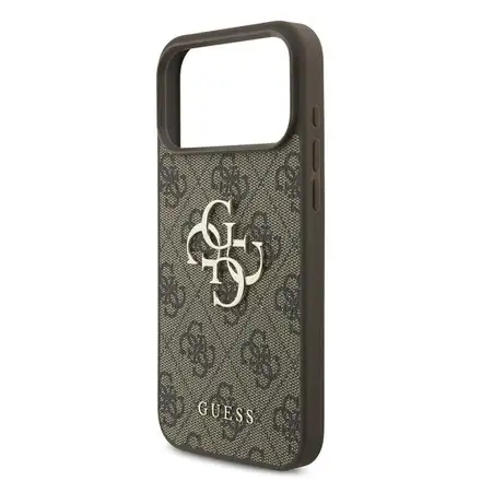 Guess PU 4G Metal Logo kryt iPhone 18 Pro Max hnědá