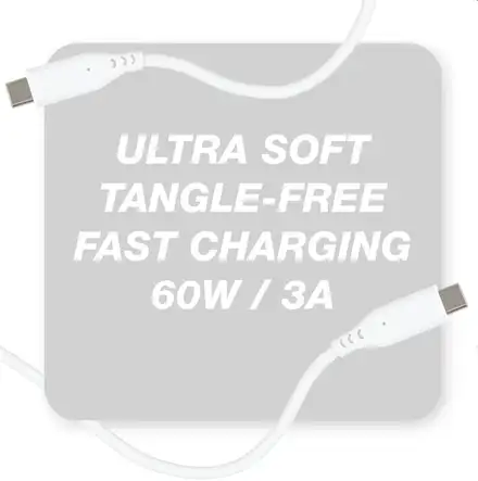 PremiumCord Silikonový kabel USB-C 60W 480Mbps bílý extra měkký a robustní kabel délky 1,5m