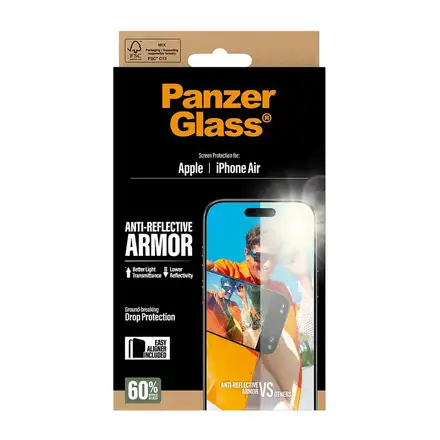 PanzerGlass ochranné sklo Anti-Reflective Armor pro iPhone Air - Black Frame