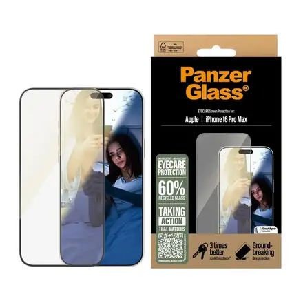 PanzerGlass ochranné sklo UWF EyeCare pro iPhone 16 Pro Max-Black Frame