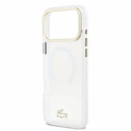 Lacoste PC/TPU Frosted Finish Gold Logo MagSafe kryt iPhone 18 Pro průhledný