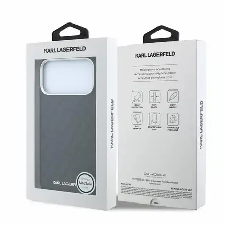 Karl Lagerfeld PU Grained Allover Semi Wrap Magsafe kryt iPhone 18 Pro Max černá