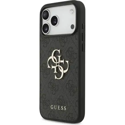 Guess PU 4G Metal Logo Strap kryt iPhone 17 Pro Max černý