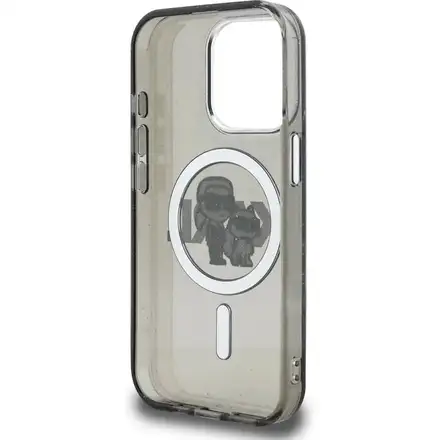 Karl Lagerfeld IML Glitter Karl and Choupette Sketch MagSafe kryt iPhone 15 Pro Max černý