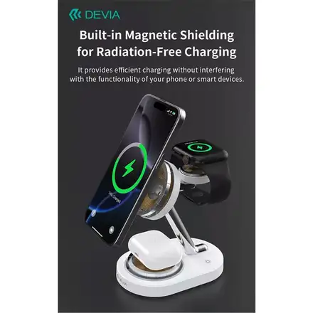 Devia Extreme Speed Series 3 in 1 Magnetic Bracket Wireless Charger - White