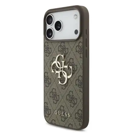 Guess PU 4G Metal Logo kryt iPhone 18 Pro hnědá