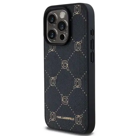 Karl Lagerfeld PU Karl Heads Pattern Magsafe kryt iPhone 15 Pro Max černý