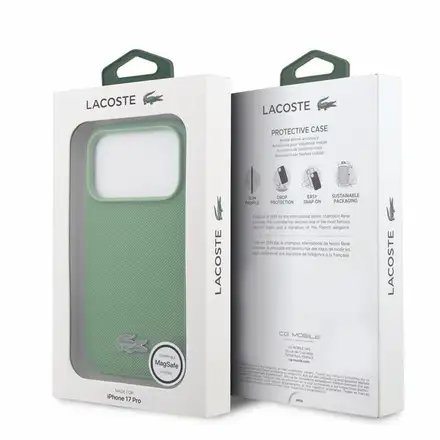 Lacoste PVC Iconic Petit Pique Metal MagSafe kryt iPhone 18 Pro zelený