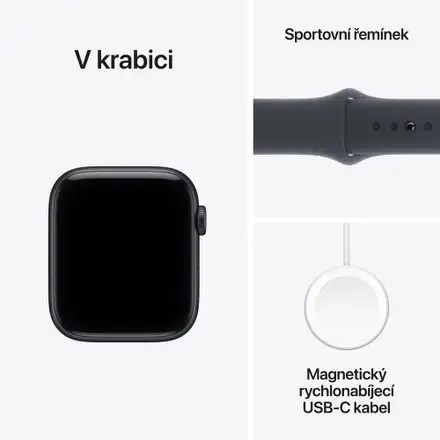 Apple Watch SE 3 GPS 40mm Temně inkoustový hliník s temně inkoustovým sportovním řemínkem - S/M