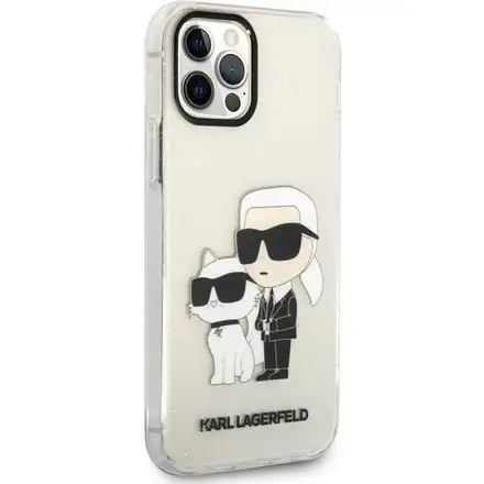 Karl Lagerfeld IML Glitter Karl a Choupette NFT kryt iPhone 12/12 Pro průhledný