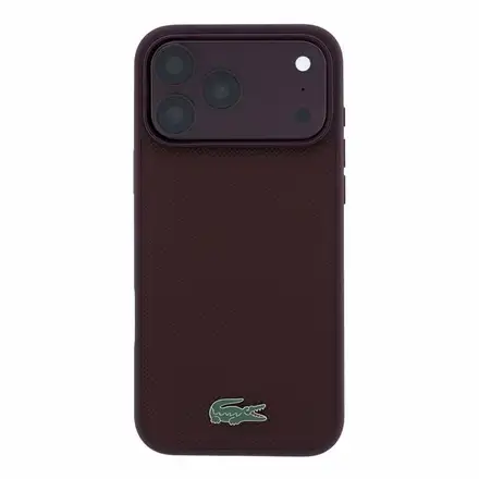 Lacoste PVC Iconic Petit Pique Metal Logo MagSafe kryt iPhone 18 Pro Max tmavě červený