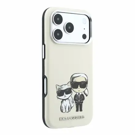 Karl Lagerfeld PU Semi Wrap Smooth Sketch Bodies Magsafe kryt iPhone 18 Pro Max béžový