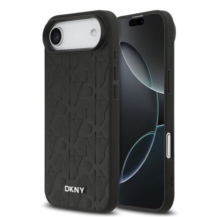 DKNY PU Leather Grid Pattern Magsafe kryt iPhone Air černý
