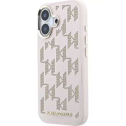 Karl Lagerfeld PU Perforated Monogram MagSafe MagSafe kryt iPhone 17 růžový