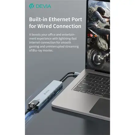 Devia USB-C Hub Pro 8 in 1 EC706-Deep Gray