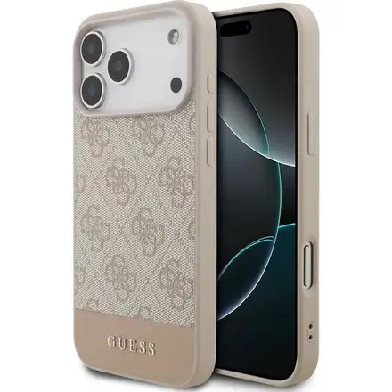 Guess PU 4G Stripe kryt iPhone 17 Pro Max růžový