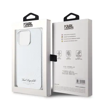 Karl Lagerfeld Wrinkled PU Signature Logo kryt iPhone 15 Pro Max růžový