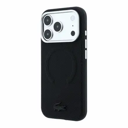 Lacoste PVC Petit Pique Semi Wrap Embossed MagSafe kryt iPhone 18 Pro Max černý