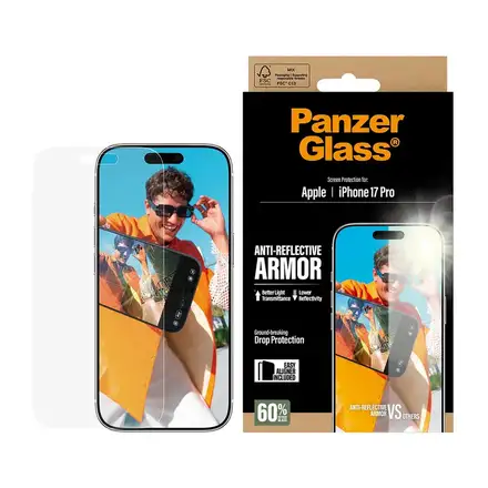 PanzerGlass ochranné sklo Anti-Reflective Armor pro iPhone 17 Pro - Black Frame