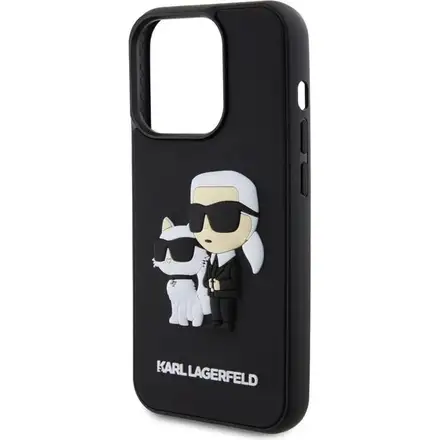 Karl Lagerfeld 3D Rubber Karl and Choupette kryt iPhone 13 Pro černý