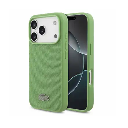 Lacoste PVC Iconic Petit Pique Metal MagSafe kryt iPhone 18 Pro zelený