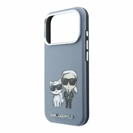 Karl Lagerfeld PU Semi Wrap Smooth Sketch Bodies Magsafe kryt iPhone 18 Pro modrý