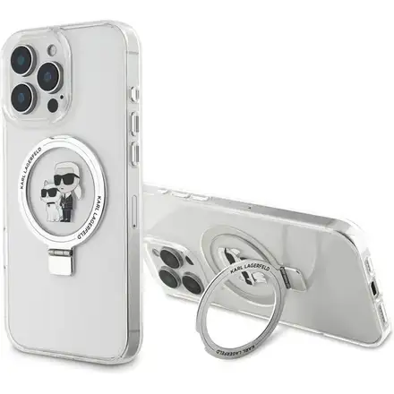 Karl Lagerfeld Ringstand Karl and Choupette MagSafe kryt iPhone 16 Pro Max bílý