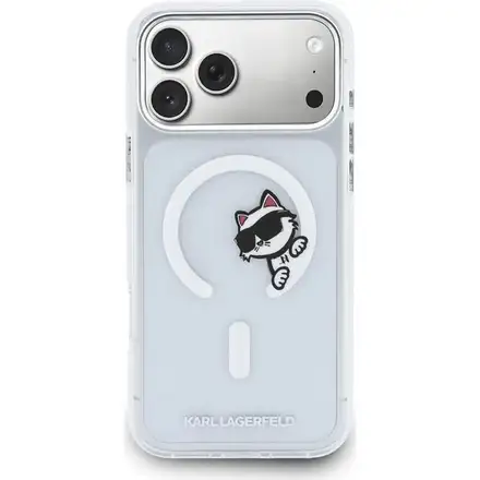 Karl Lagerfeld IML Choupette Peekaboo MagSafe MagSafe kryt iPhone 17 Pro Max průhledná