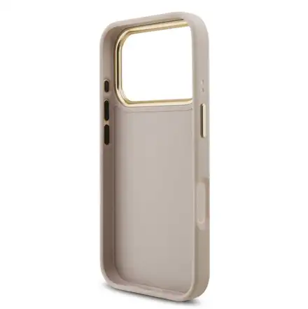 Guess PU Leather 4G Metal Logo Gold Frame kryt iPhone 18 Pro růžový