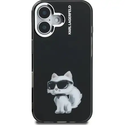 Karl Lagerfeld IML Aquarelle Choupette kryt iPhone 16 černý