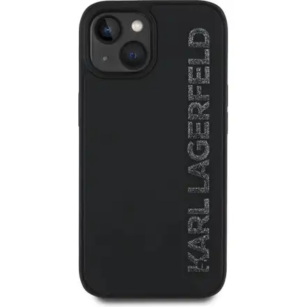 Karl Lagerfeld 3D Rubber Glitter Logo kryt iPhone 13 černý